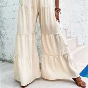 BOHO Ruffle Hem Wide Leg Pants